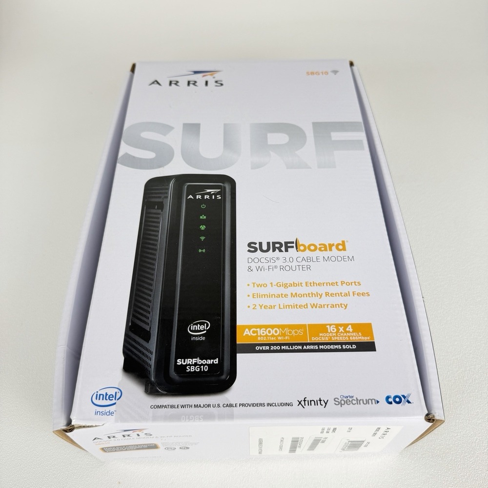 ARRIS SURFboard SBG10 DOCSIS 3.0 16x4 Gigabit Cable Modem & AC1600 Wi-Fi Router